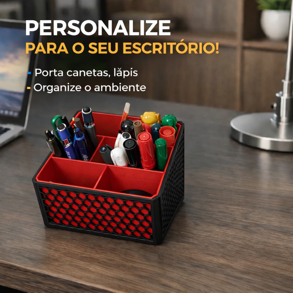 Porta Canetas de Mesa + Organizador Multiuso | Canetas, Lápis, Canelinhas escritório papelaria canetas laps de cor
