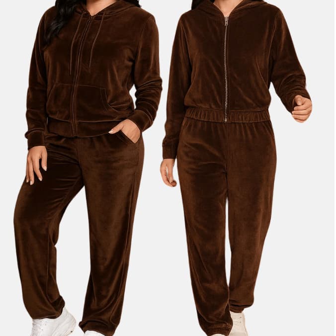 Conjunto Femino De Veludo Plush Com Capuz