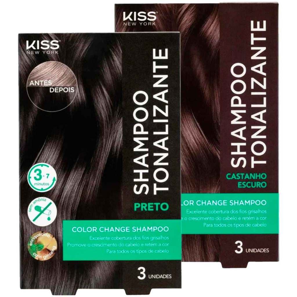 2x Shampoo Tonalizante Color Change Preto E Castanho Escuro