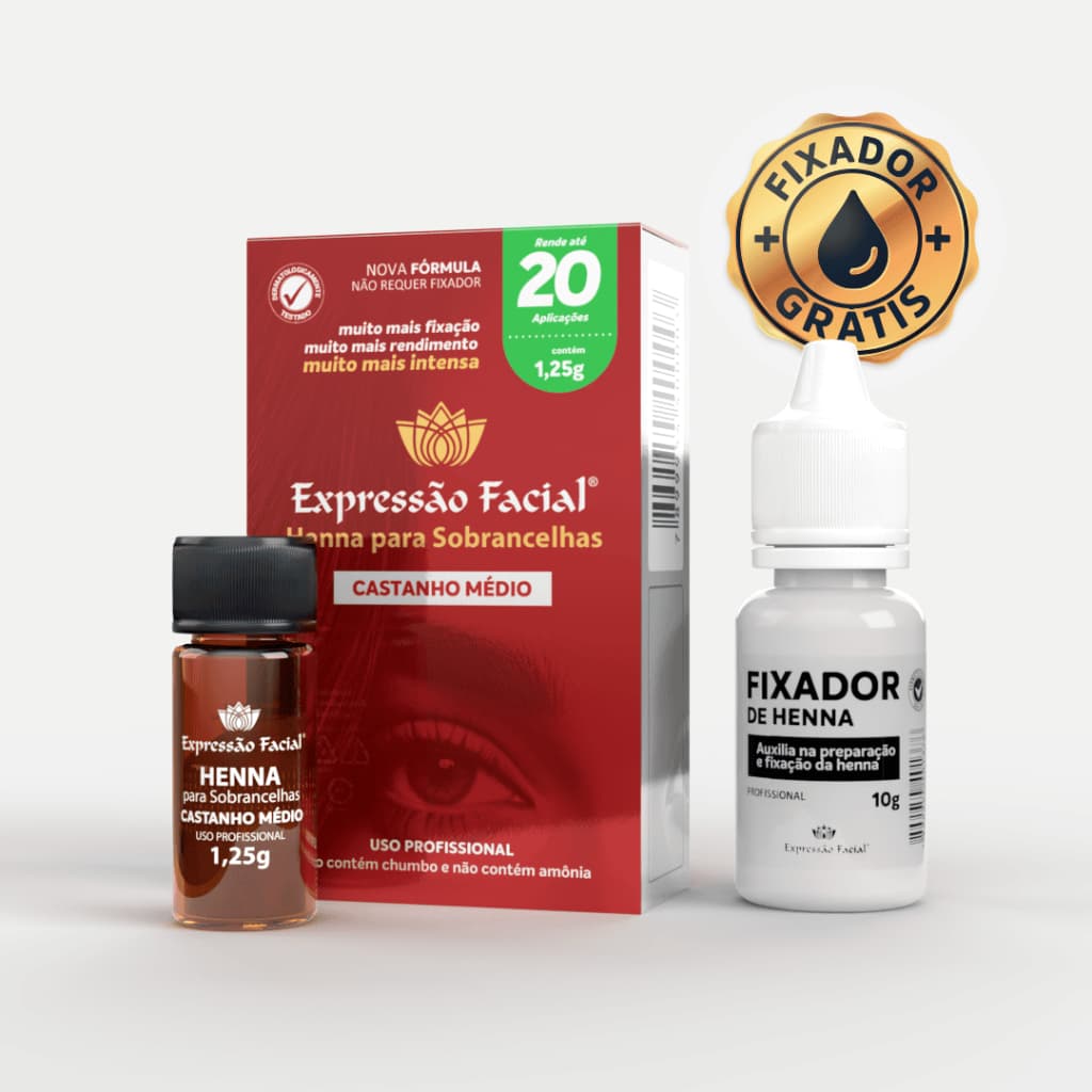 Henna Expressão Facial - Castanho Médio - 20 Aplicações (1.25g)