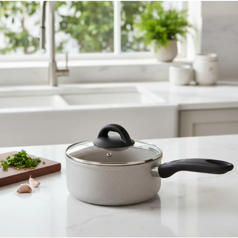 Panela 1,3Litros Antiaderente Com Tampa 16cm Suprema Vanilla Revestimento Cerâmico - Brinox