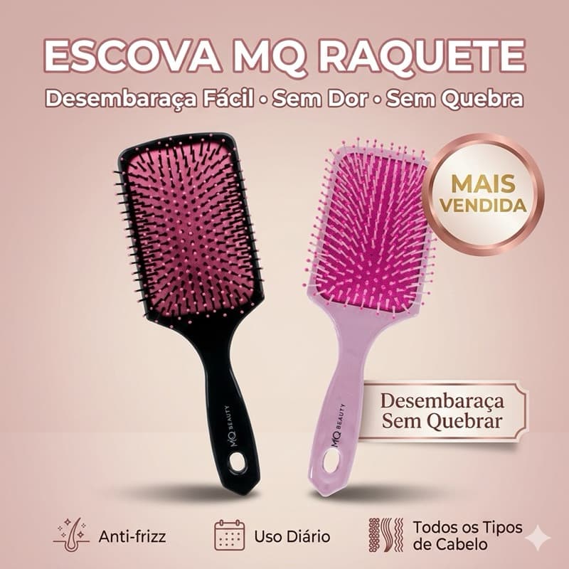 Escova de Cabelo Raquete Almofadada MQBeauty - Basic Racket