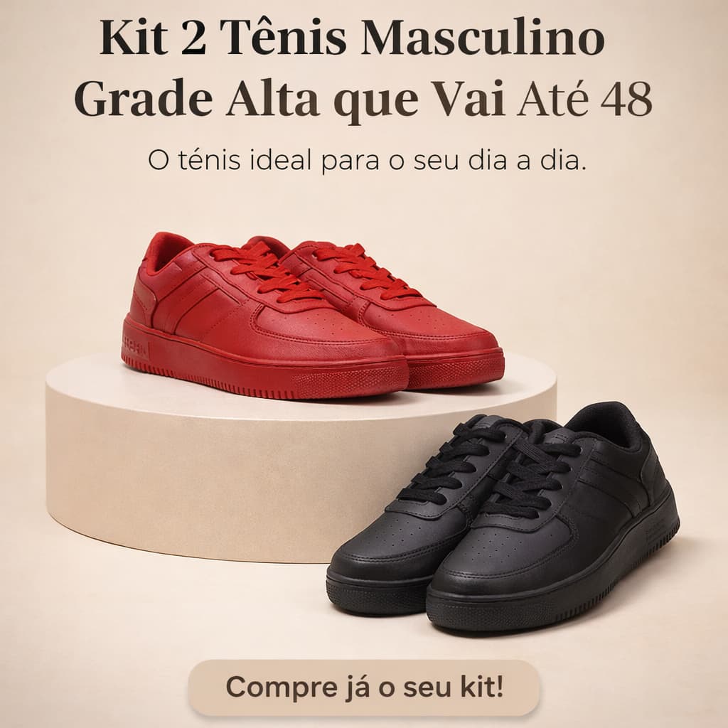 Kit 2 Ténis Masculino Casual | Grade Alta, Tênis Ideal Para o Seu Dia a Dia Do 34 ao 48 | COMPRE JÁ!