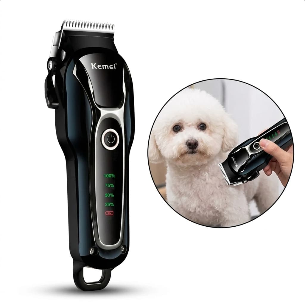 Máquina de Tosa Pet Cães e Gatos Kemei KM-1991 Profissional Sem Fio Bivolt Original e Lacrada