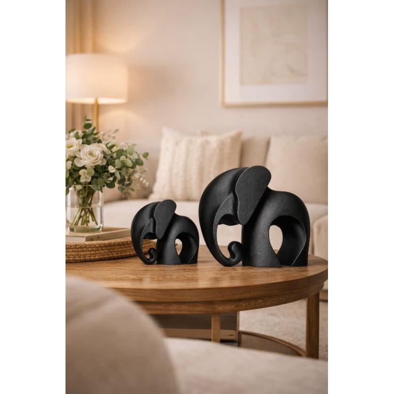 🖤 Escultura Elefante Mãe e Filho – Decoração Moderna que Representa Amor, União e Proteção Familiar