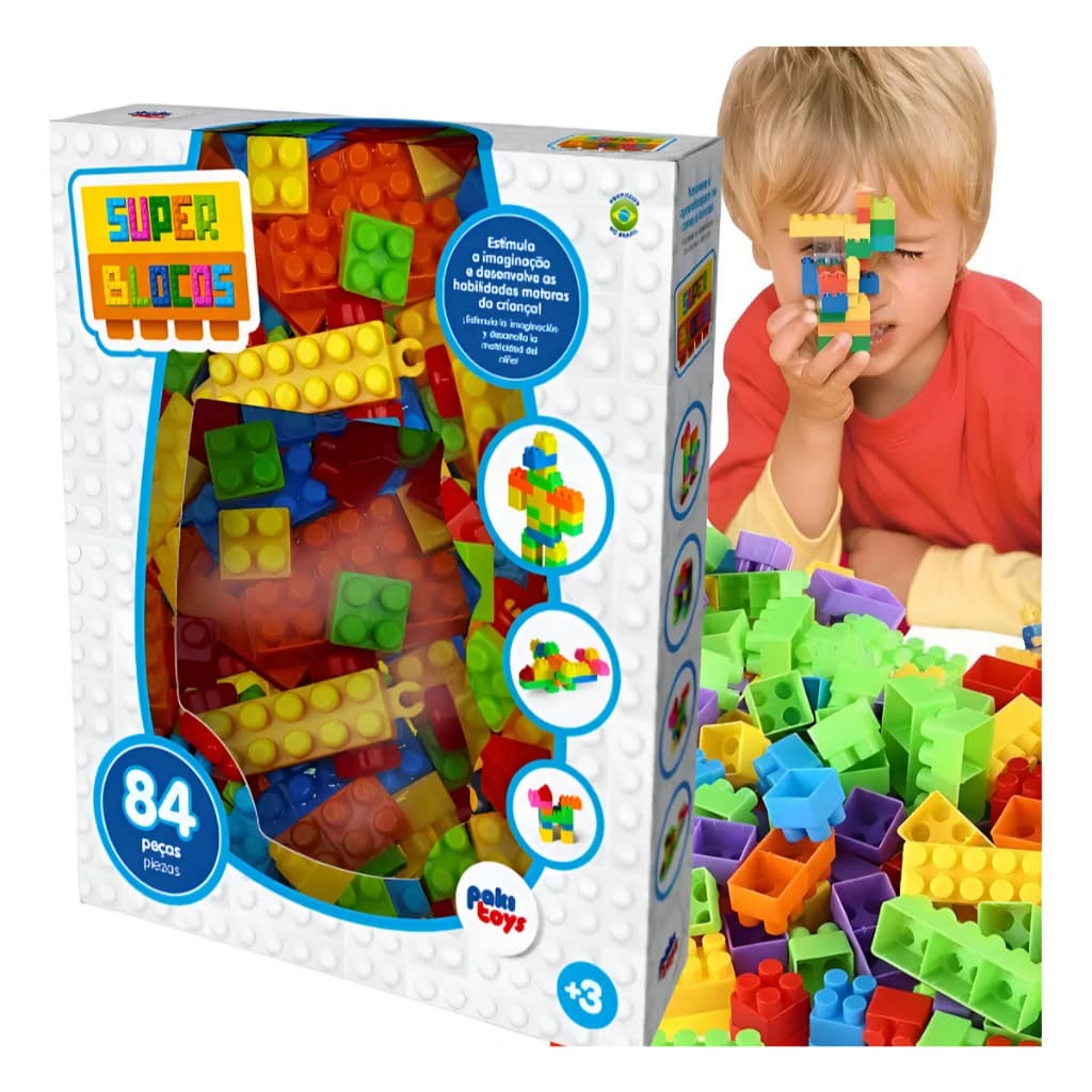 Blocos De Montar Pakitoys Kit Criativo Educativo Infantil 84 Peças