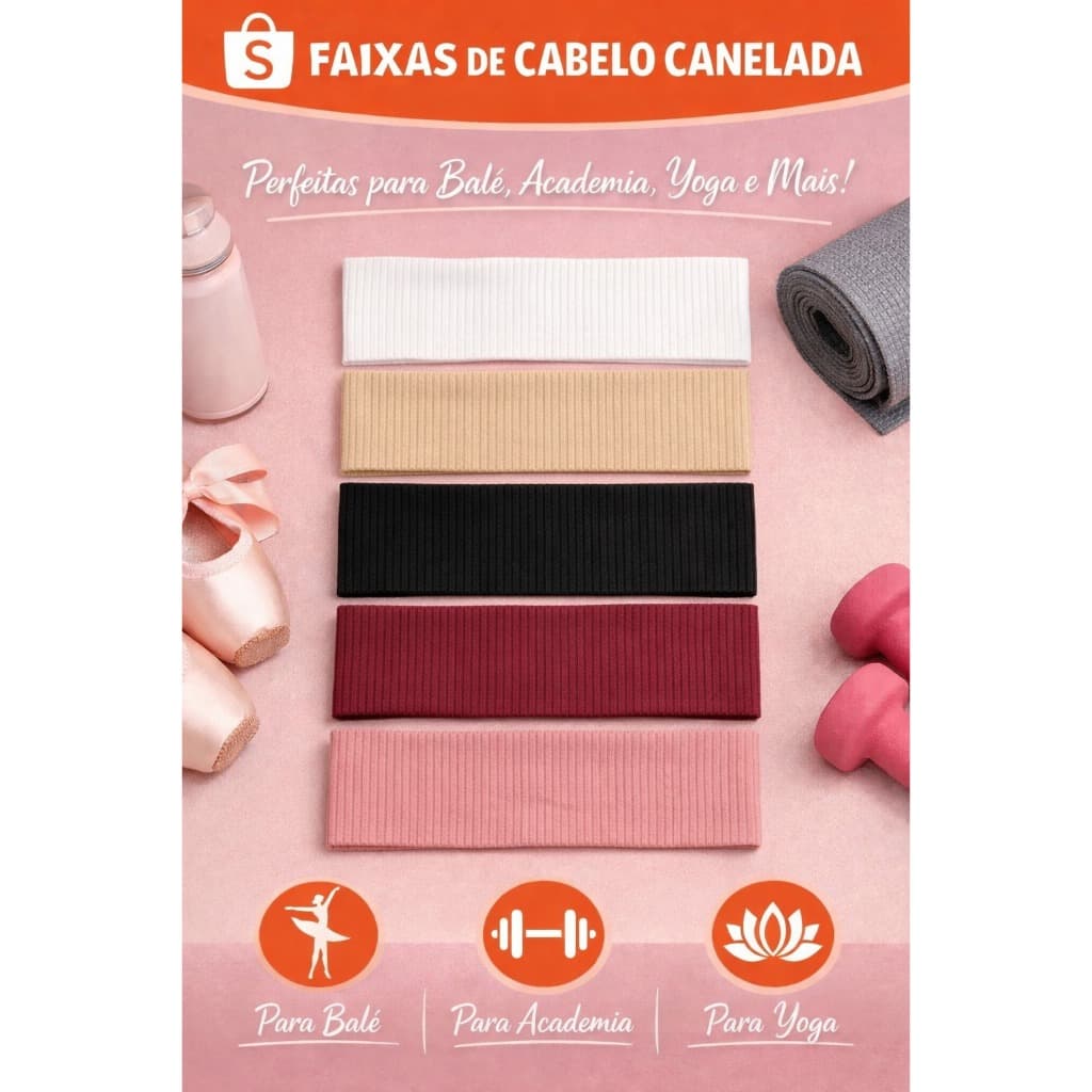 Faixa de Cabelo Canelada Academia Yoga Balé Turbante Feminino Fitness