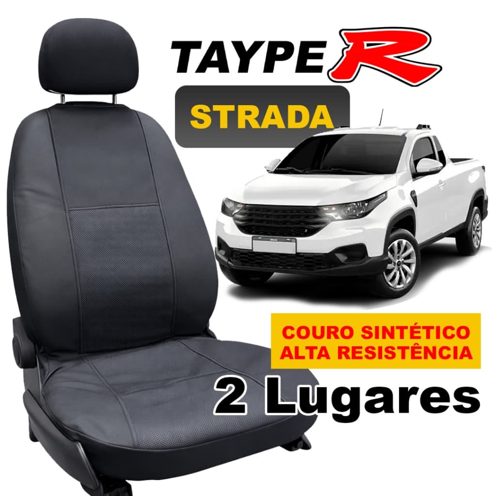 Capa de Banco Carro Fiat Strada Couro Courvin 2 Lugares Tayper Premium