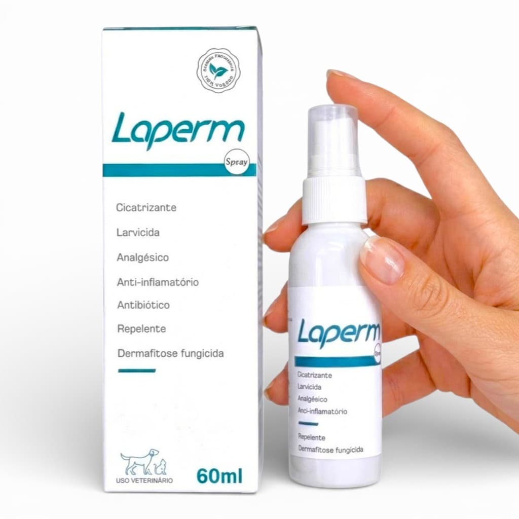 Laperm Spray Veterinário 60ml Cicatrizante Para Cães e Gatos