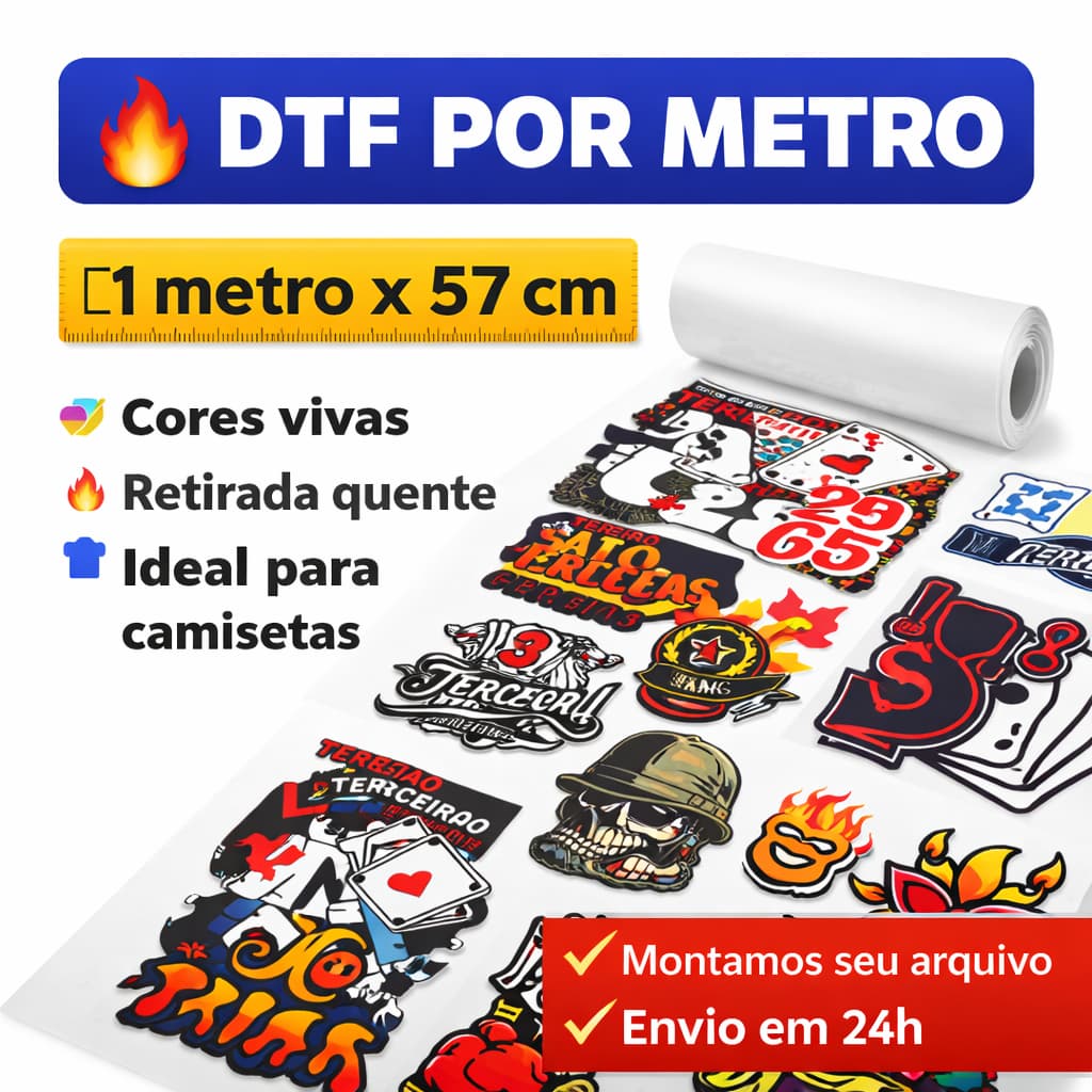 Estampa Dtf por Metro 57x100 Personalizada Envio Rápido Montamos seu Arquivo Textil Personalize