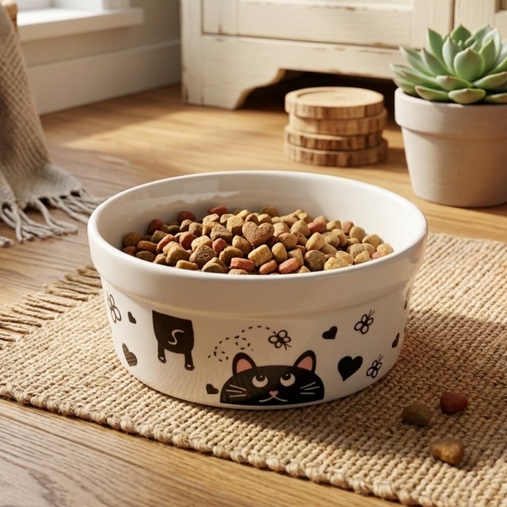 Comedouro para Gatos Porcelana 300Ml Tigelinha Decorada