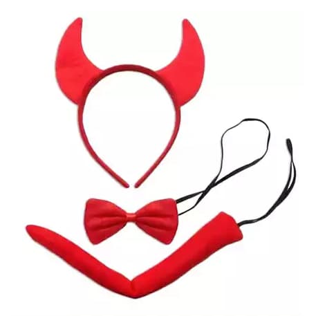 Kit Tiara Fantasia Diabinha E Gatinho - 3 peças para carnaval festa
