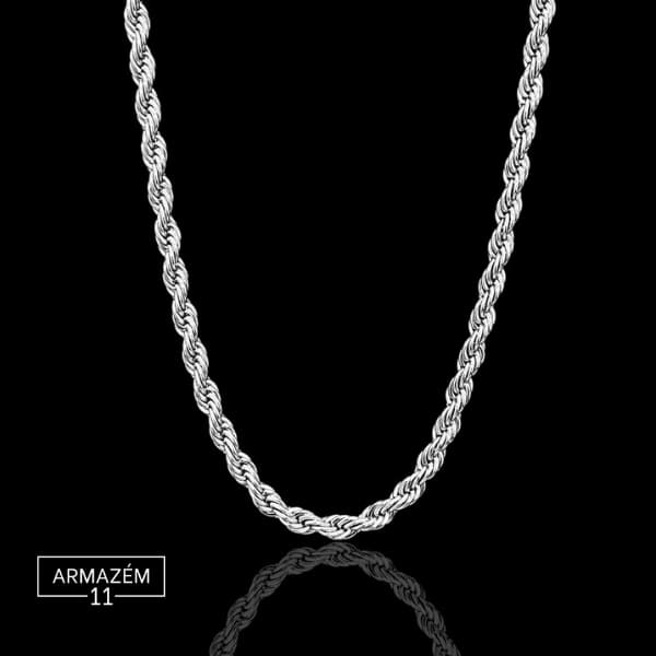 Corrente Masculina Cordão Baiano 2mm Aço Inoxidável 316L