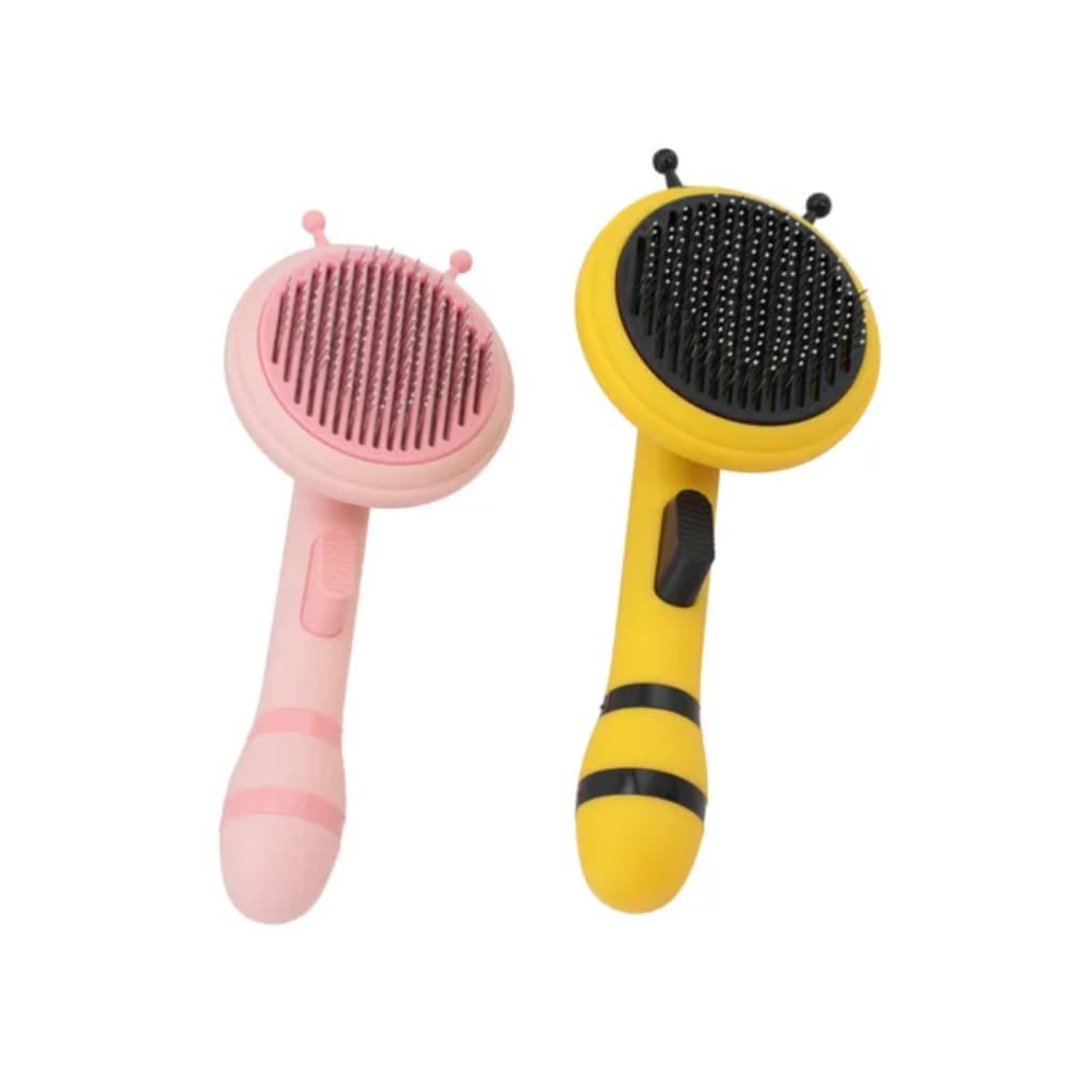 Escova Rasqueadeira Abelhinha Tira Pelos Pet Rosa