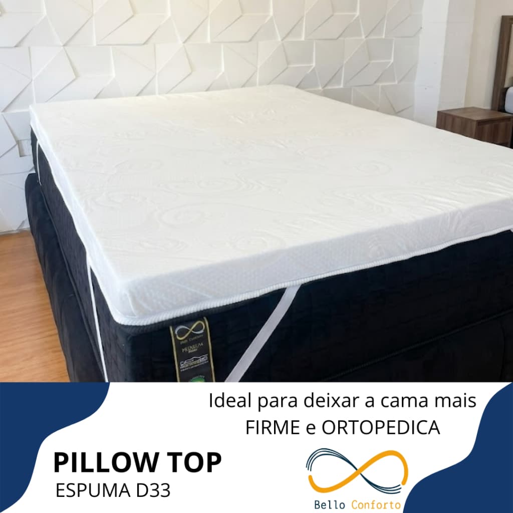 Pillow Top Queen 158x198x10 cm Firme D33 Suporte Extra Hipoalergênico – Bello Conforto