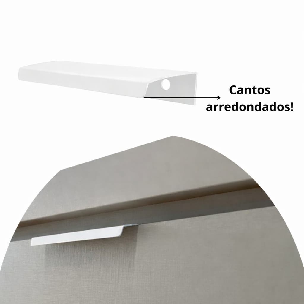 10 Puxadores Slim FR58 14cm Alumínio Cor Branco Gaveta Armário de Cozinha Guarda Roupa