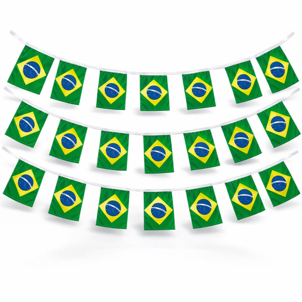 Bandeirinhas do Brasil Copa do Mundo 2026 Varal de Bandeiras - 20 Bandeirinhas - 10 Metros Cada Varal
