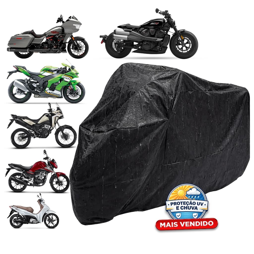 Capa Para Moto Protetora Forrada Impermeável Resistente Sol Chuva Poeira Anti-Risco Diversos Tamanhos Para Todas Motos