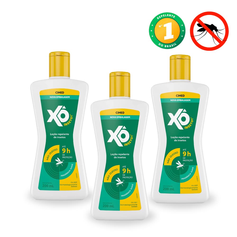 Kit 3 Repelente Xô Inseto Mosquito Creme Loção 200ml Cimed 9 Horas De Proteção Dengue Aloe Vera