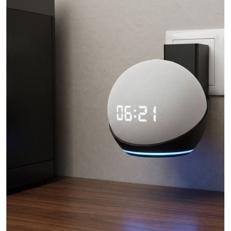 Suporte de Tomada Parede para Alexa Echo Dot/Pop 4 5 Sem Parafusos ou Cola | Organizador de Cabos
