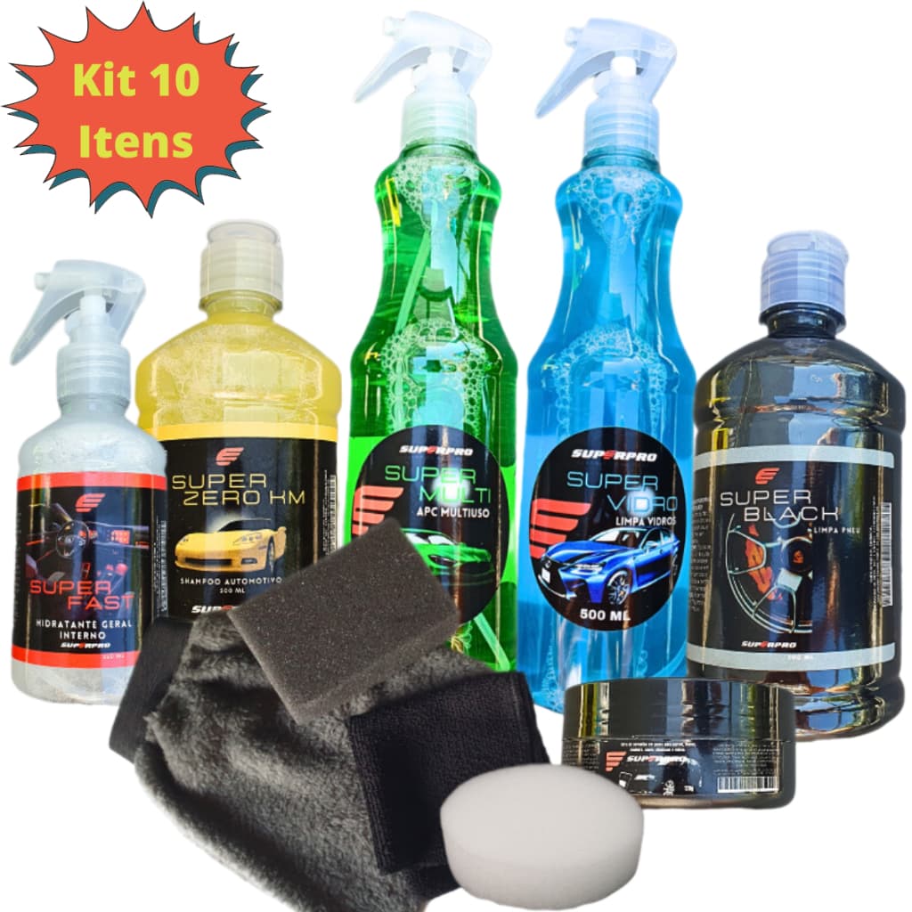 Kit limpeza automotivo 10 Itens Super Pró