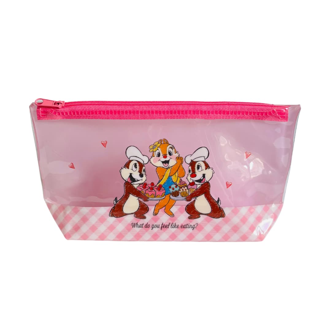 Necessaire Estojo Transparente Disney Tico e Teco Vinyl Rosa - 21x11x4cm