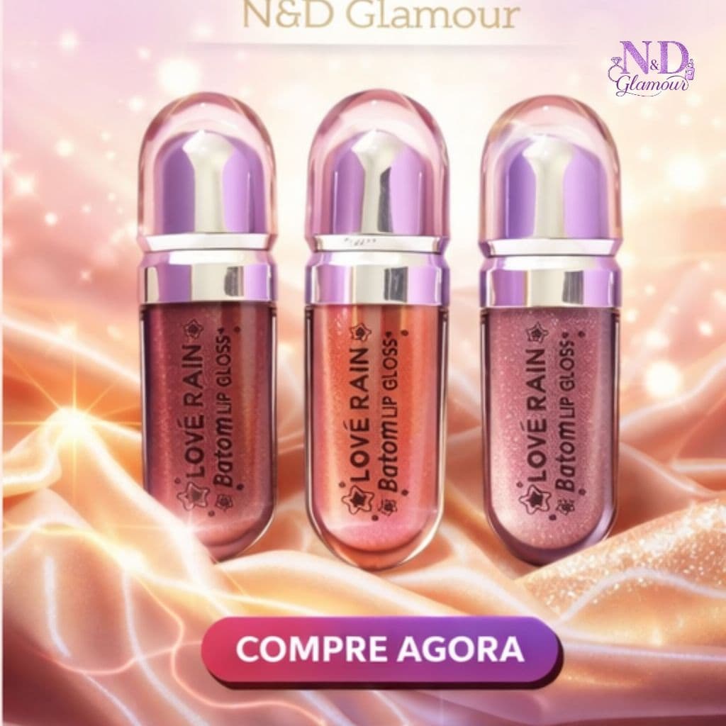 Gloss Labial Love Rain – Brilho Intenso e Efeito Volume nos Lábios | Lip Gloss Hidratante