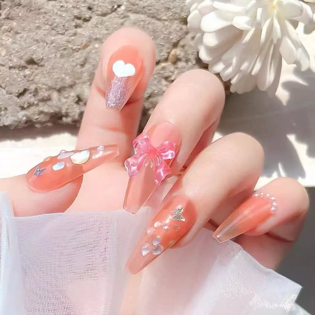 50 Pcs Aurora Colorful 3D Resin Bowknot Manicure Patch Ladies Art Charme De Unhas