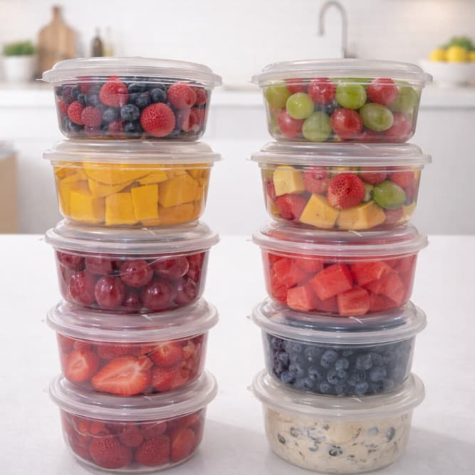Kit Potes Marmita Transparente Redonda 350 ml BPA Free Organizador de Alimentos Plástico