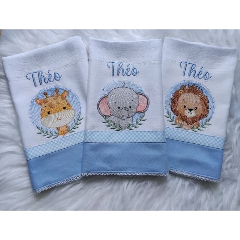Kit de  fraldas de boca tamanho 30cmx50cm, bordada qualidade PREMIUM.