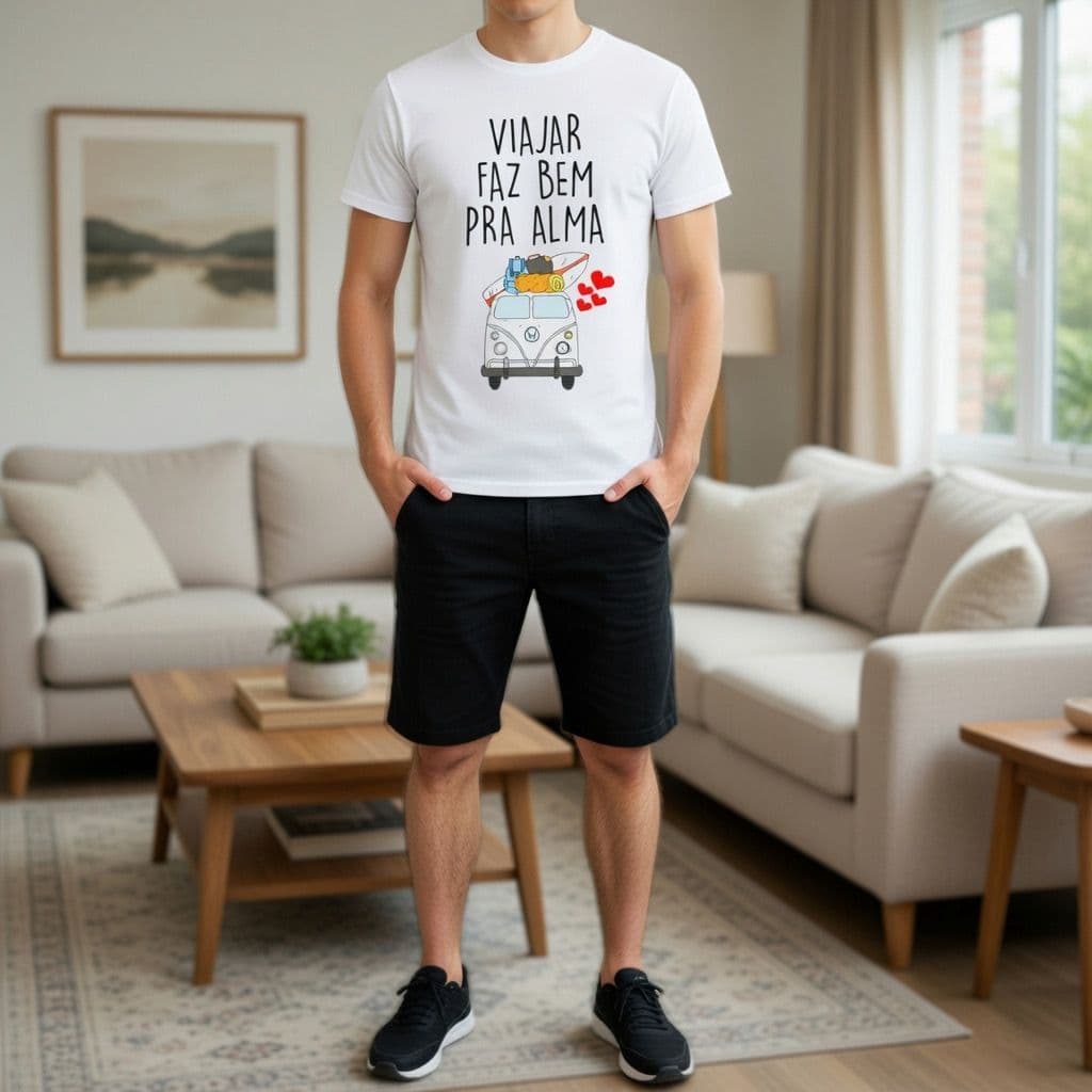 Camiseta viajar viagem frases Camisa Roupa Masculina