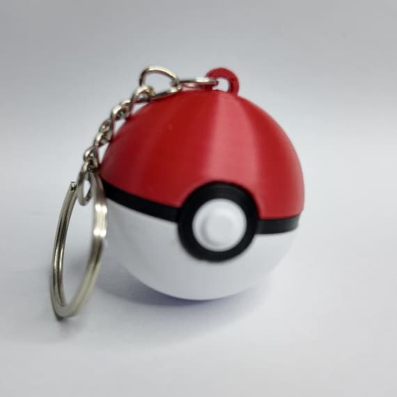 Chaveiro Bola Vermelha Tipo Pokebola Anime – Acessório Geek Colecionável com Argola Metálica