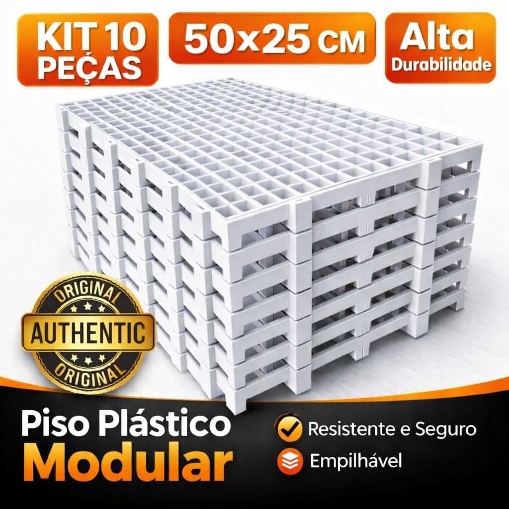 KIT 10 PEÇAS  – Estrado Piso Plastico Modular Branco Deck Câmara Fria Palete Pallet Pallets Pet Shop