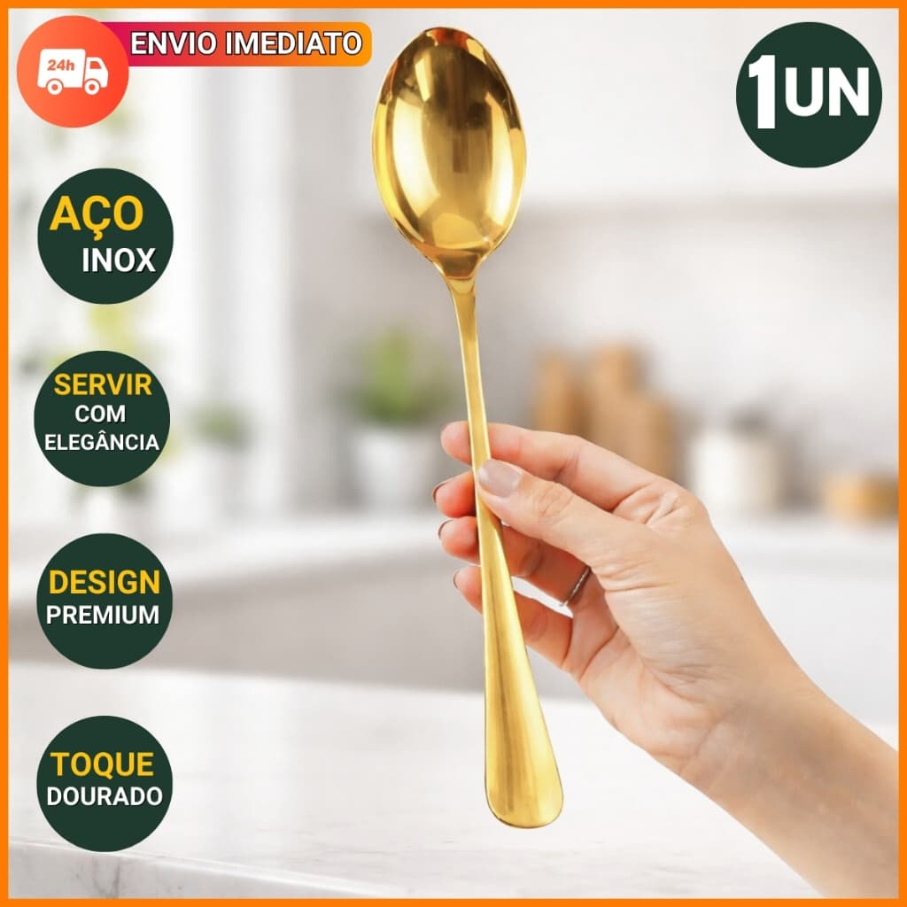 Colher Para Arroz Grande Servir Assados Saladas Inox 26cm