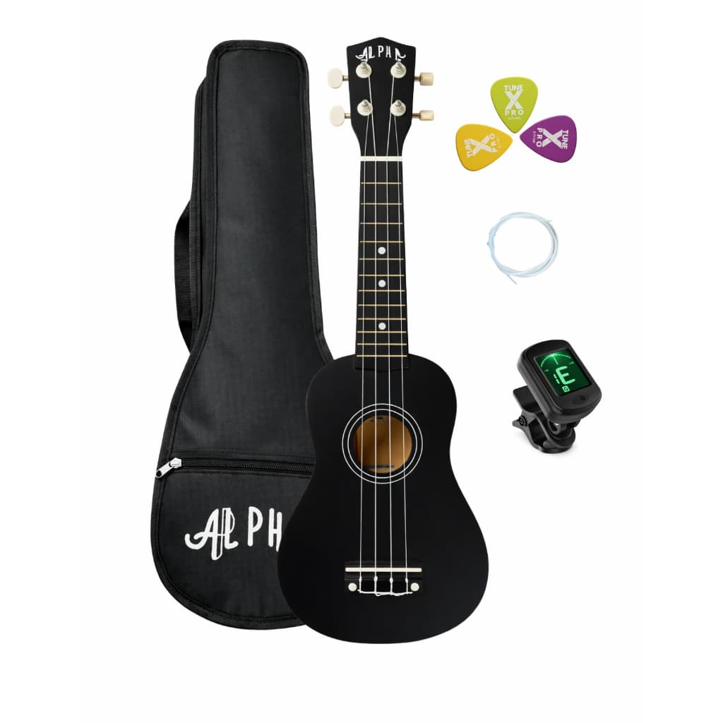 Kit Ukulele Soprano Alpha Ambidestro Infantil Iniciante + Bag + Afinador digital + Palheta