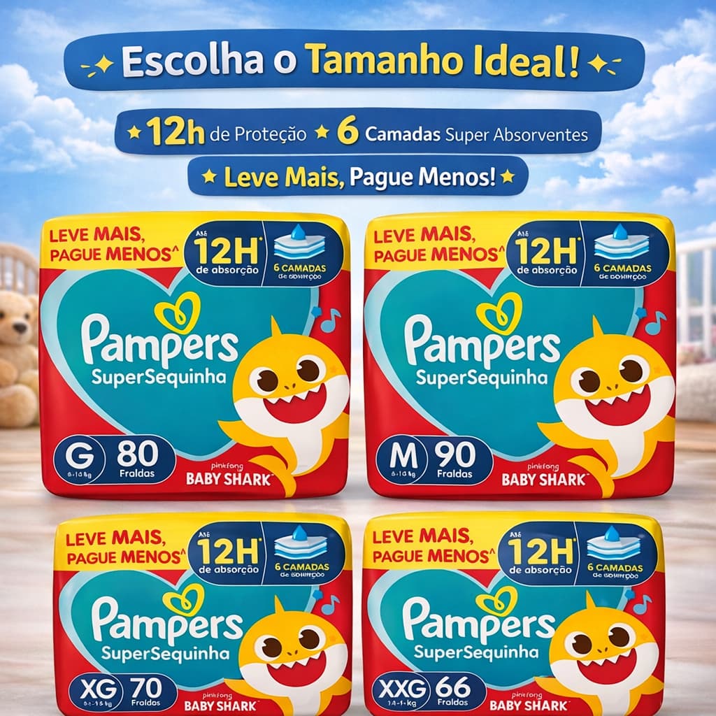 Pampers SuperSec - Escolha o Tamanho (M, G, XG, XXG)
