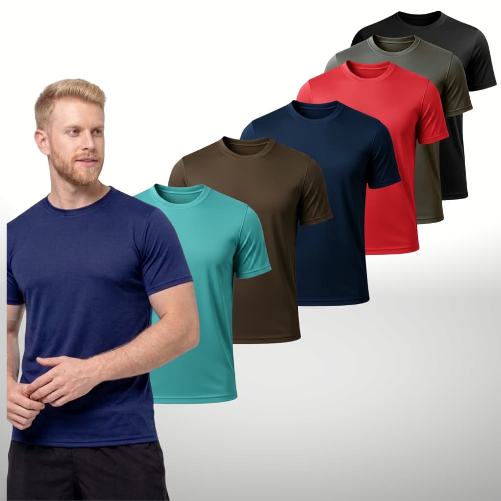Kit 5 Camisetas Dry Fit Masculina Academia Casual Treino Esportes Exercícios Corrida Cores Sortidas