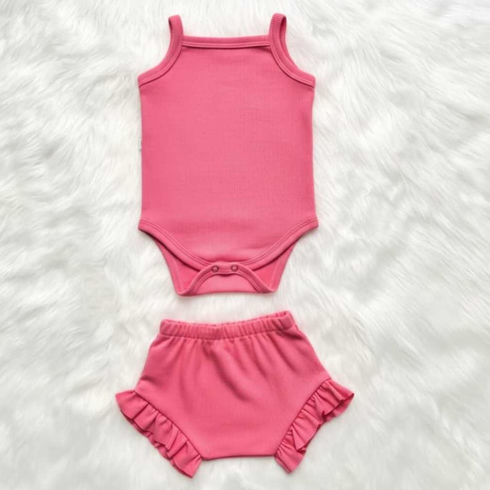 Conjunto Body de Alcinha e Shorts Fru-Fru Bebê Infantil Menina Verão Passeio
