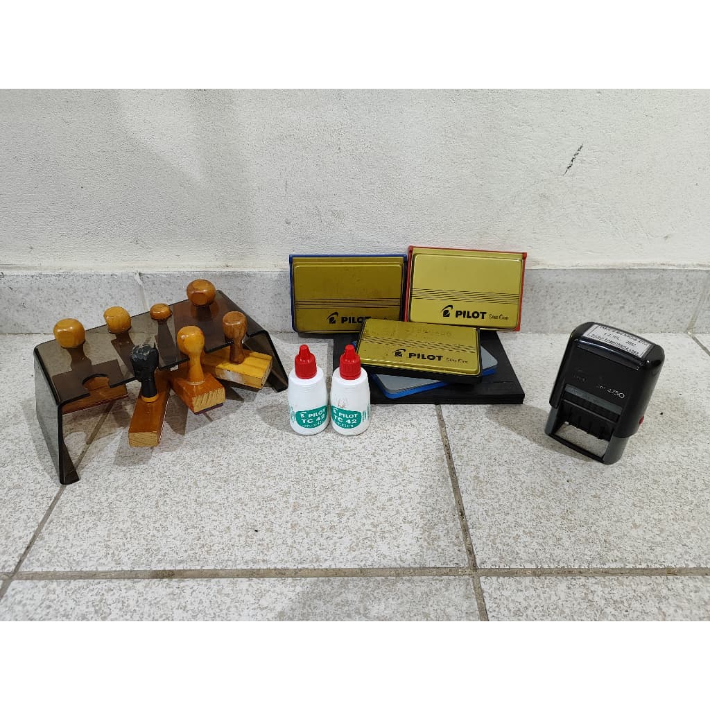 Kit Completo Almofada Para Carimbo, Tinta, Porta Carimbo, Carimbo Datador