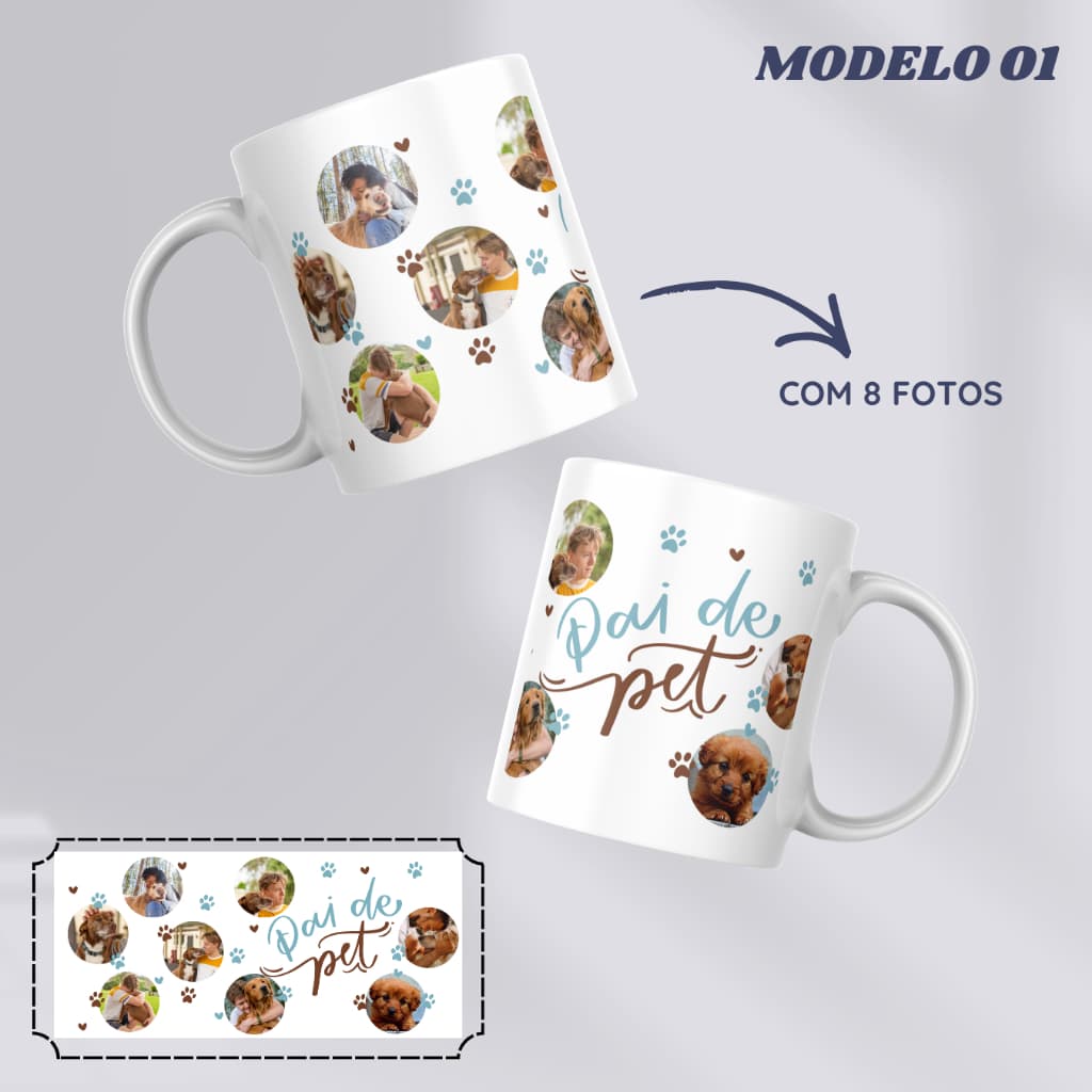 Caneca com foto pai de pet - DIVERSOS MODELOS