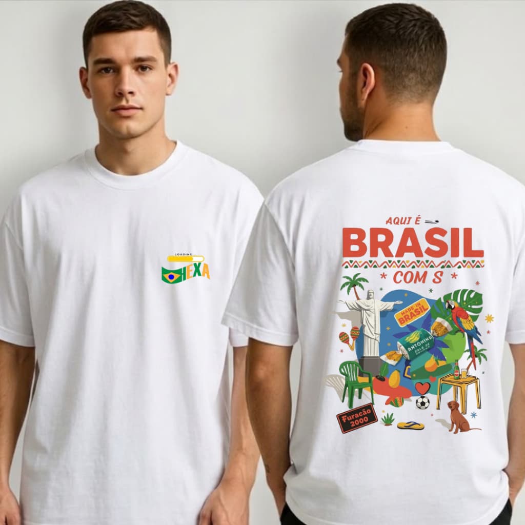 Camisa Loading Hexa Brasil Copa Time Futebol 2026 - Branca P ao G - 100% Algodão