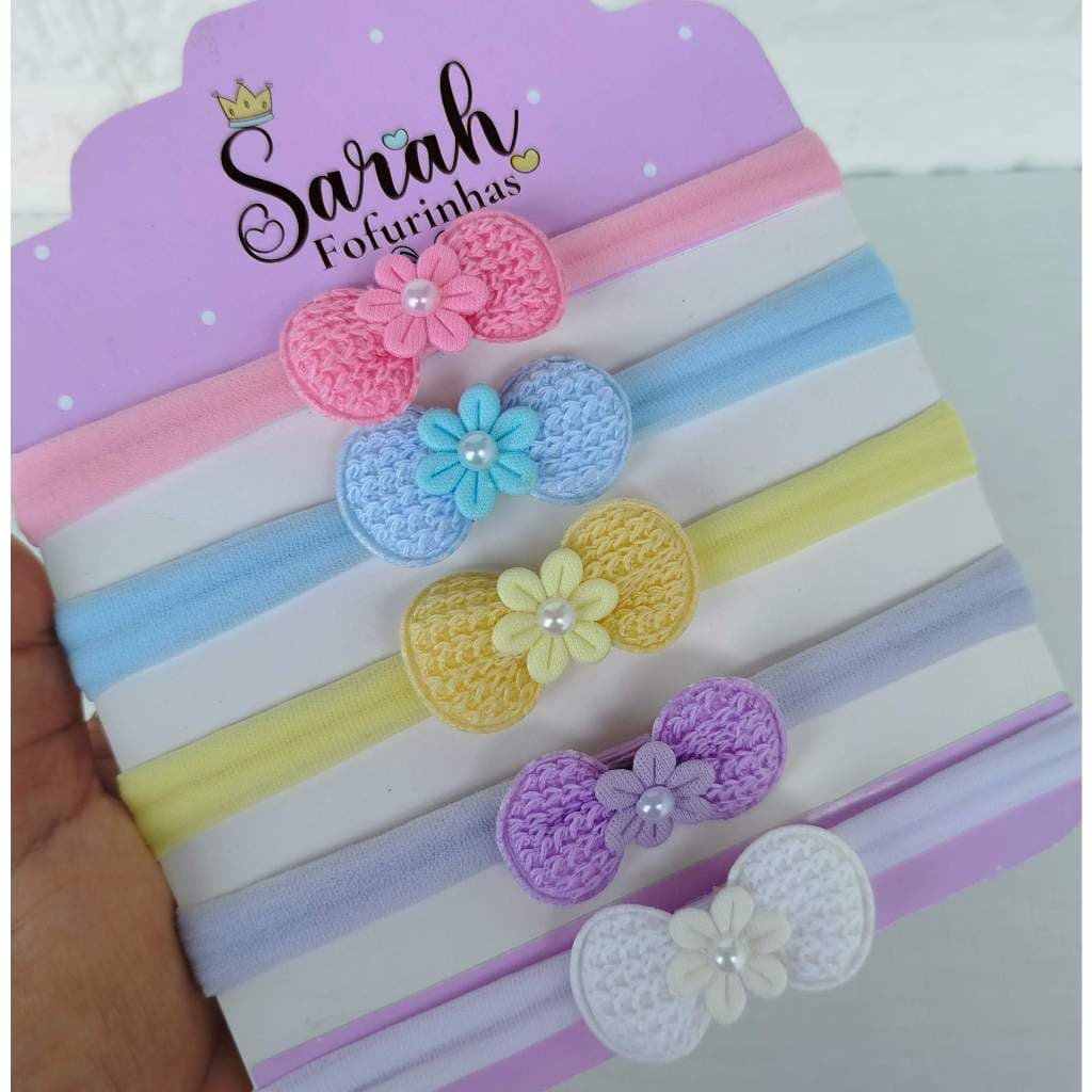 kit com 5 laços para bebê/laço de cabelo para bebê/laço na faixinha/laço RN