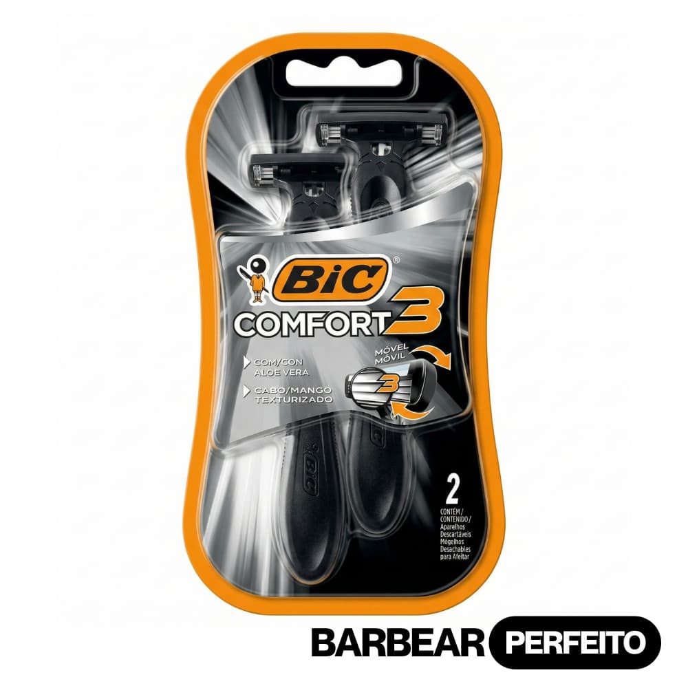 Aparelho De Barbear Bic Comfort 3 Lâmina Tripla - Pack com 2 Unidades