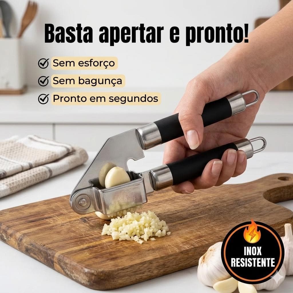 Espremedor de Alho Inox Profissional – Tritura em Segundos, Fácil de Limpar, Sem Cheiro nas Mãos