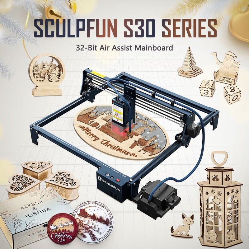 SCULPFUN S30 Pro Max Gravadora a Laser Automática de 20 W com Assistência de ar Para Gravação em Madeira