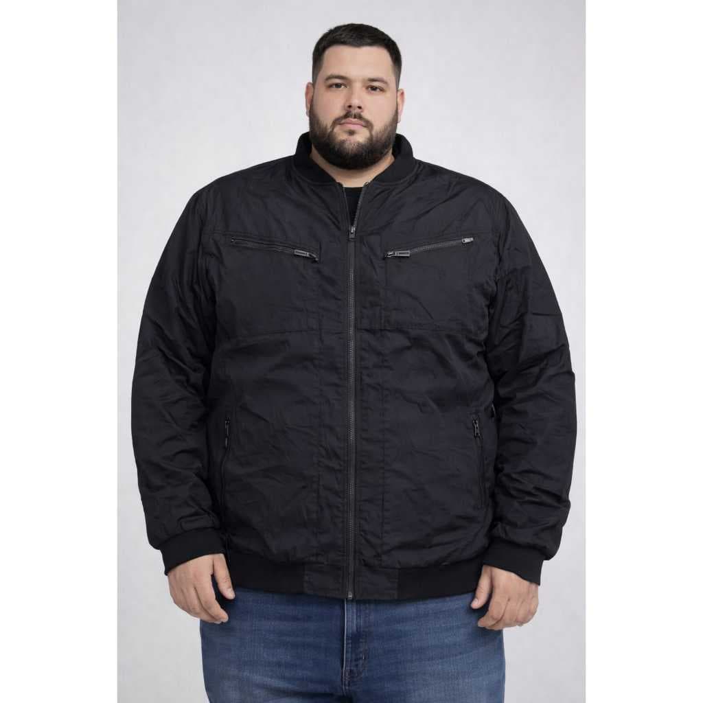 Jaqueta Masculina Plus Size Tactel Forrado com Pelinho, Bolso e Punho na Manga
