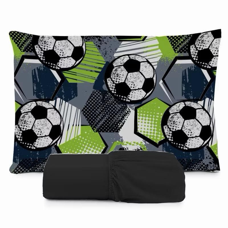 JOGO DE LENÇOL SOLTEIRO 2 PEÇAS, LENÇOL DE ELASTICO, CAPA DE TRAVESSEIRO, FUTEBOL BOLA