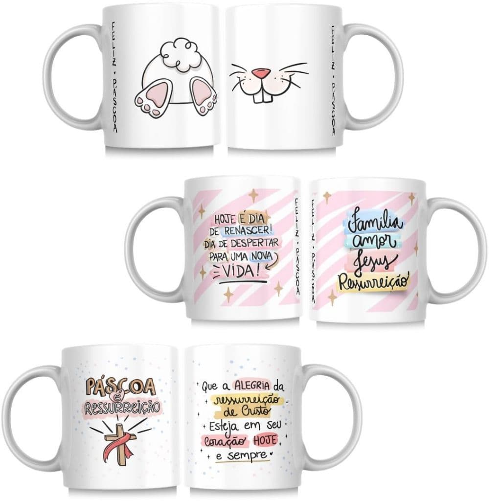 Caneca Personalizada de Páscoa Presente Criativo Xícara Café Mimo Lembrancinha
