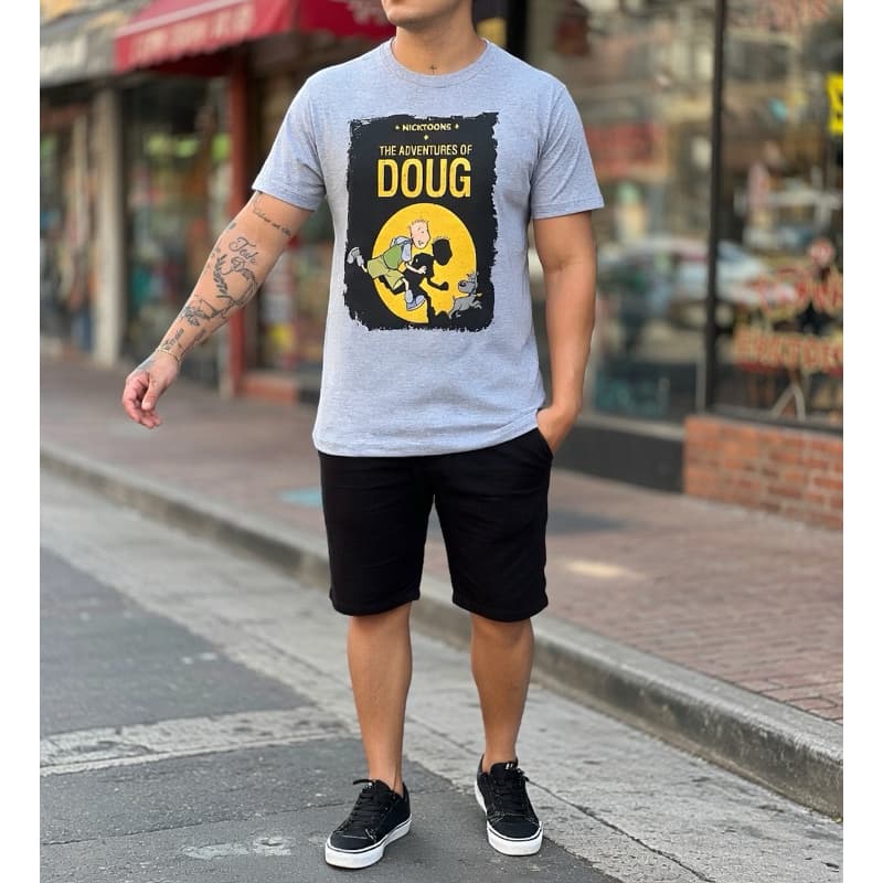 Camiseta Masculina Raglan Cinza Desenho Doug Funnie anos 90