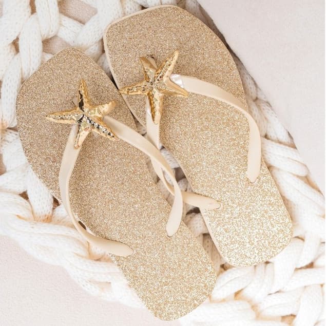 Rasteirinha Feminina Glitter com Estrela do Mar – Confortável e Estilosa